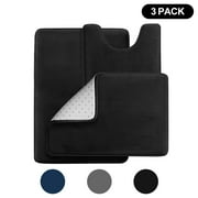 Semfri Bathroom Rugs Velvet Memory Foam Bath Bathroom Mat Set Non Slip Absorbent Velvet Fast Drying Bath Mats Bathroom Rug and Contour Rug Set 3 Piece